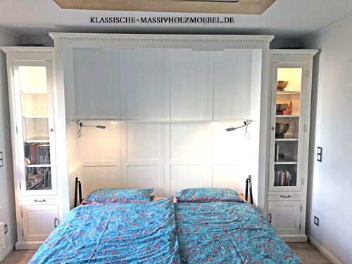 Wohnzimmer Gästebett Schrankbett Wohnwand 180x200 cm antik weiß klassisch